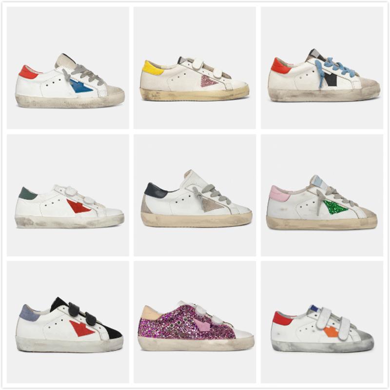

2021 Golden Fashion Luxurys Gooses Italy Deluxe Brand Baskets Childrens Kids Sneakers Sequin Classic White Do-old Dirty Child Shoes Dzt, Black