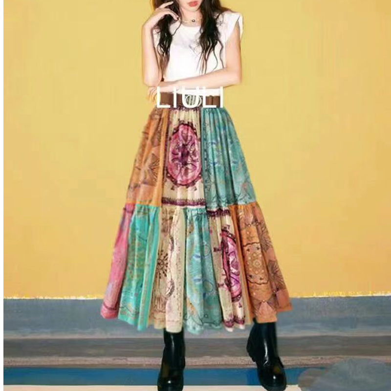 

2021runway 2021 spring summer dress women designer brand vintage loose casual bohemian boho beach party maxi dresses za, Black;gray