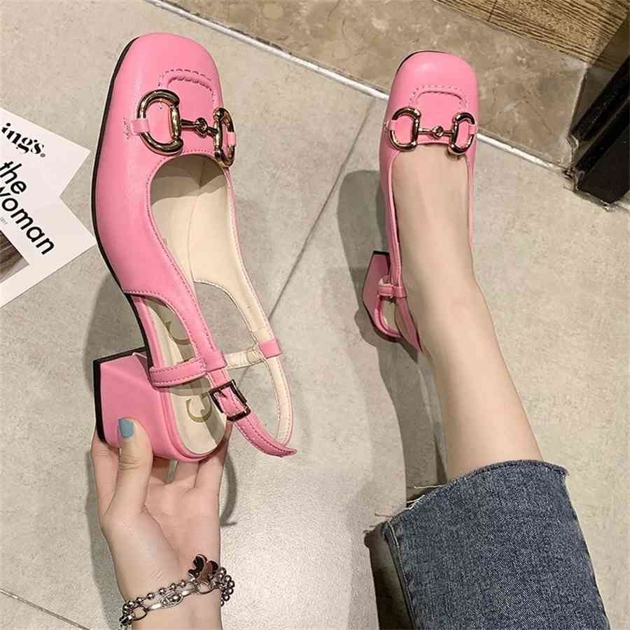 

Women Pumps Lady Sandal New Hot Selling Leather Thick Heel Heels Fashion Leisure Aesthetic Women Sandals Womans Shoes for Women, Beige