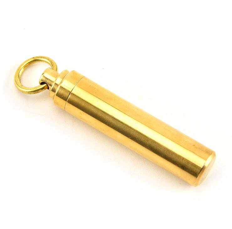

Brass Copper Round Pill Box Holder Jars Advantageous Keychain Ring Container Storage Case Waterproof Tobacco Cans Stash