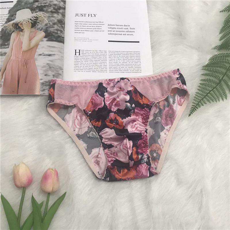 

Underpants Sexy Gay Underwear Men Briefs Shorts Cueca Silk Flower Panties Man Seamless Sissy Plus Size -4XL, Style 1
