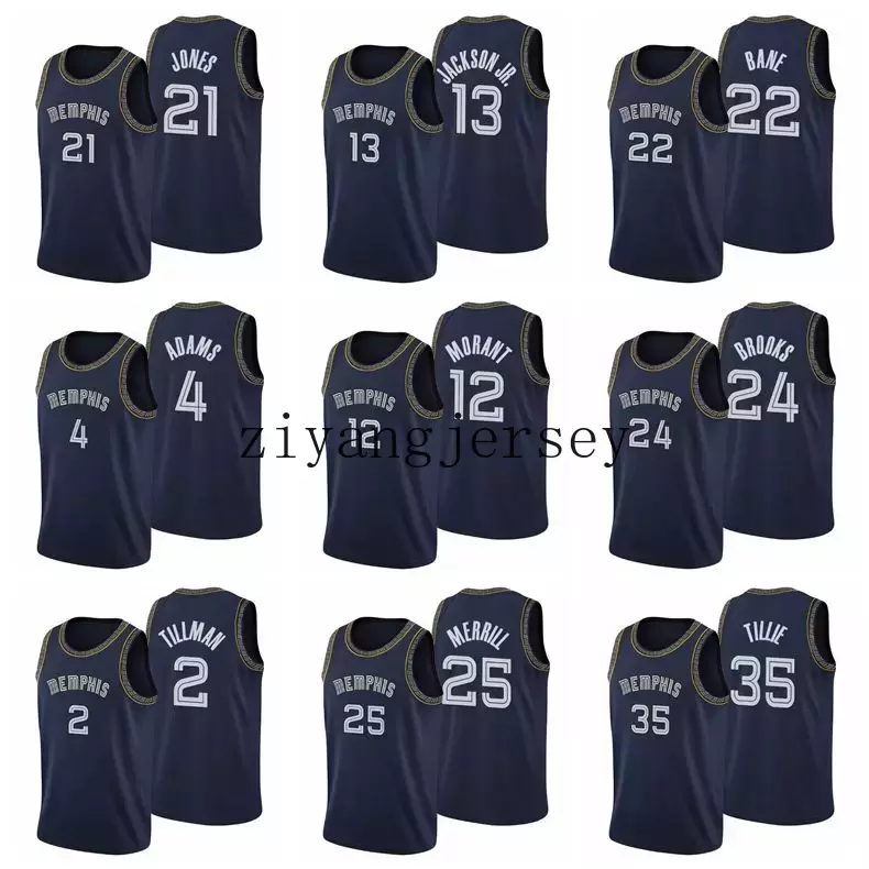 

Memphis's Grizzlies's Ja Morant 12 Basketball Jerseys Ziaire Williams 8 Jackson Jr. Dillon Brooks Steven Adams Tillman Bane Jersey, Black;red