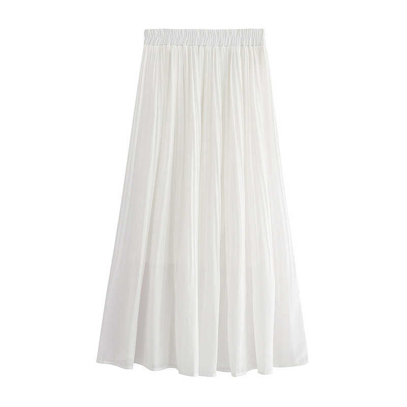 

Casual Elegant Skirt Women's Clothing Harajuku Solid High Waist Female Temperament Streetwear Korean Pleated Midi Skirt 210608, Apricot
