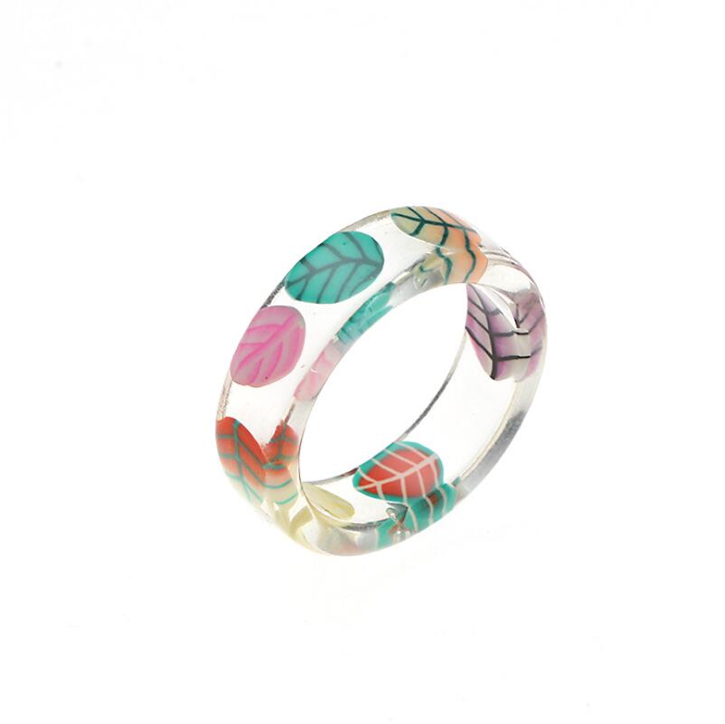 

Cute Fruit smiling face Round Transparent Ring Colorful Acrylic Resin Smiley Love Finger Rings For Women Girls Party Summer Jewelry
