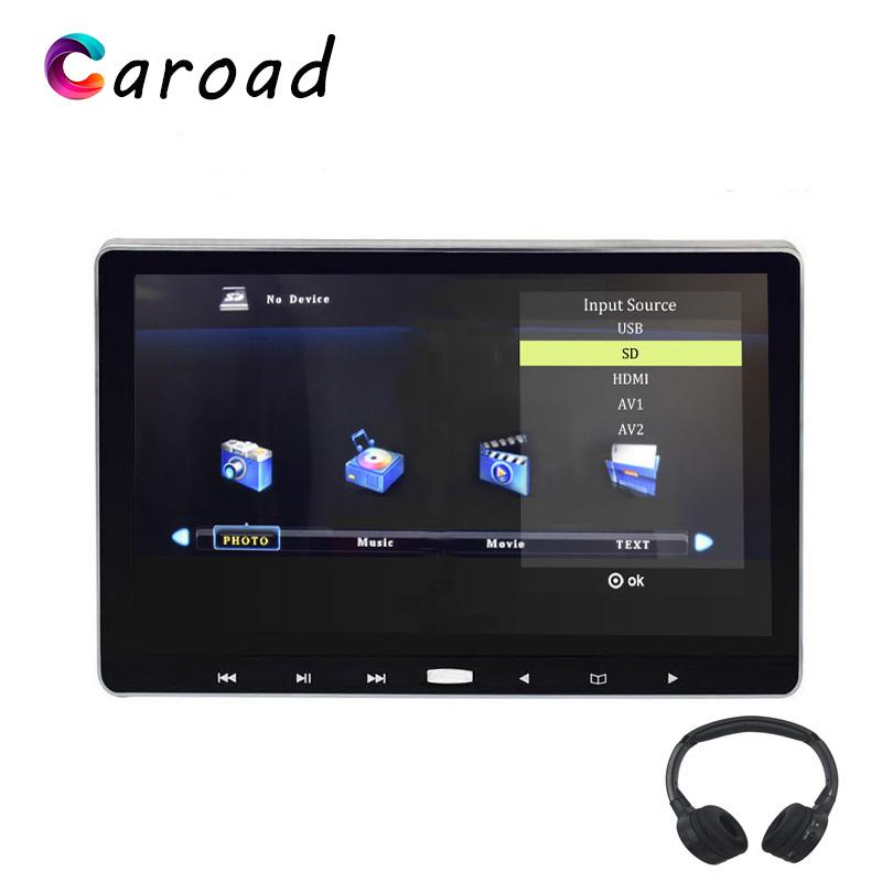 Car Video Caroad 11.6 Inch Headrest Monitor MP5 Player Touch Button IPS Screen HD 1080P Video/USB/SD/IR/FM Transmitter/HDMI/Speaker-image-704834871