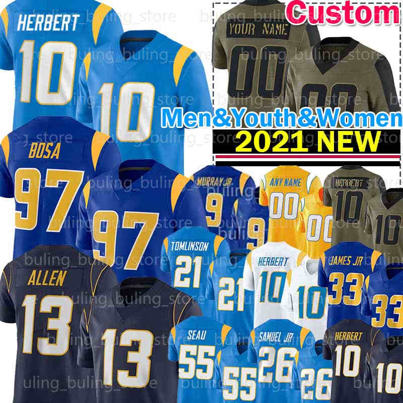 

Justin Herbert Jersey Joey Bosa Keenan Allen Football Derwin Austin Ekeler Mike Williams LaDainian Tomlinson Kenneth Murray james Asante Samuel Rashawn Slater Jr, Men jersey(s d)