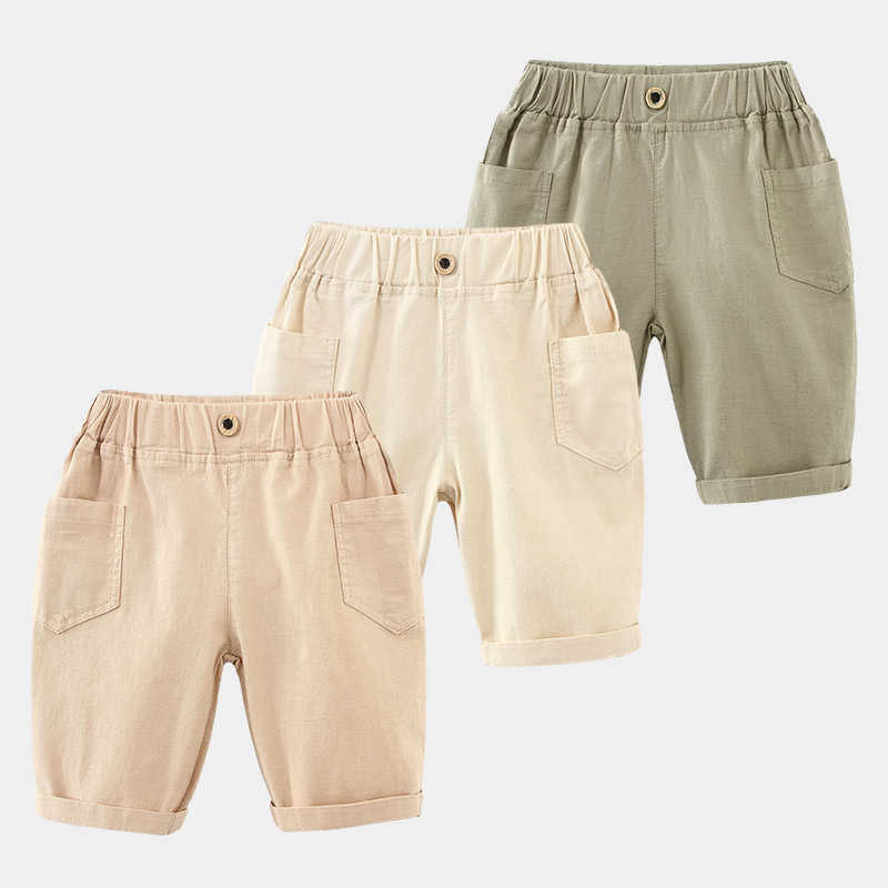 

Summer Casual 2 3 4 5 6 8 10 Years Children Clothing Solid Color Cotton Half Fifth Capris Pocket Shorts For Kids Baby Boys 210701, Army green