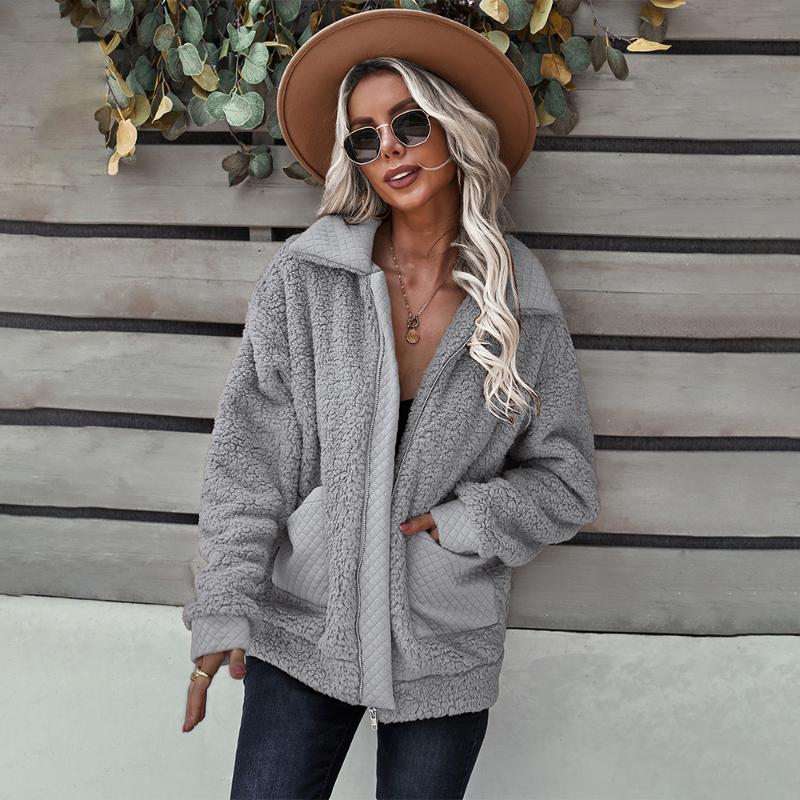 Women&#039;s Jackets Winter Casual For Women Long Sleeve Fuzzy Fleece Coat Faux Fur Shearling Shaggy Sherpa Warm Outerwear Top-image-743045825