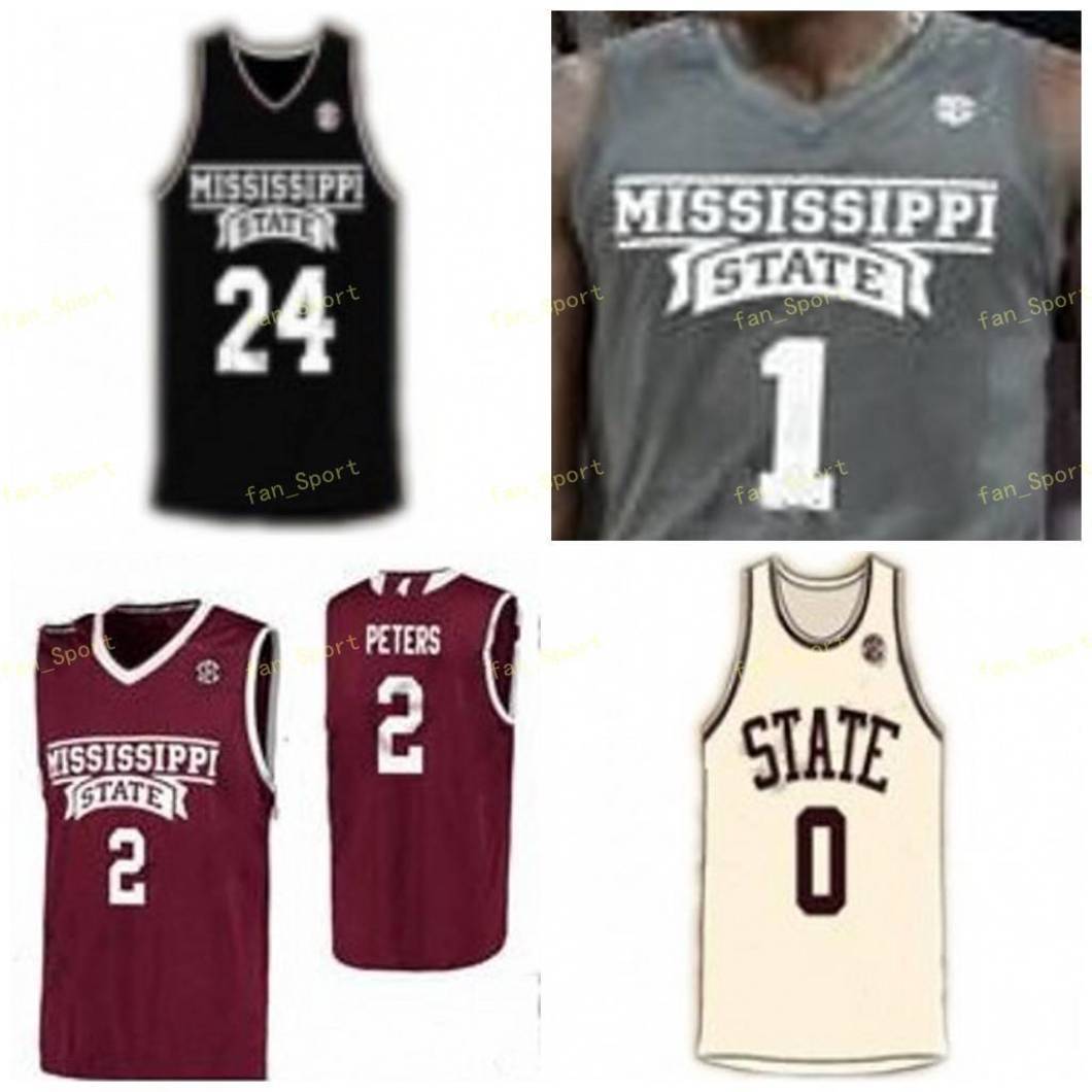 

NCAA College MSU Mississippi State Bulldogs Basketball Jersey 0 Nick Weatherspoon 1 Reggie Perry 2 Lamar Peters 3 DJ Stewart Custom Stitched, Black