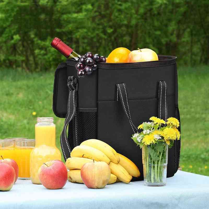 

Shiling Oxford cloth double shoulder refrigerated backpack outdoor portable thermal insulation red wine diagonal bag, Black