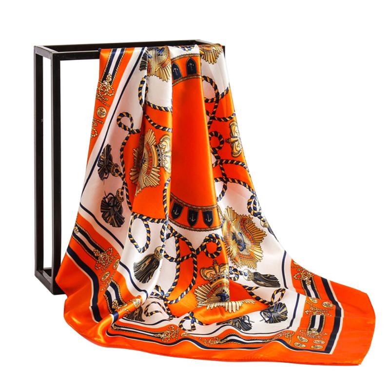 

Scarves 90x90cm Imitated Silk Gift Women Satin Shawl Summer Autumn Soft Printed Kerchief Indoor Outdoor Square Travel Elegant Neck