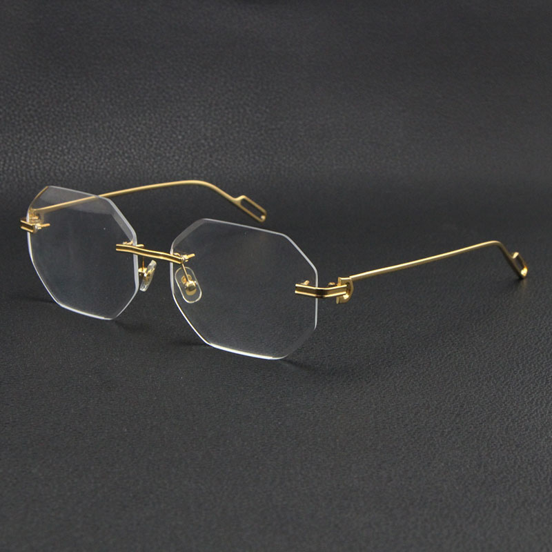 

Wholesale Selling Optical Gift Eyewear & Accessories Fashion Sunglasses Frames Cat Eye Eyeglasses Large Square Glasses with box C Decoration 18K gold male and female
