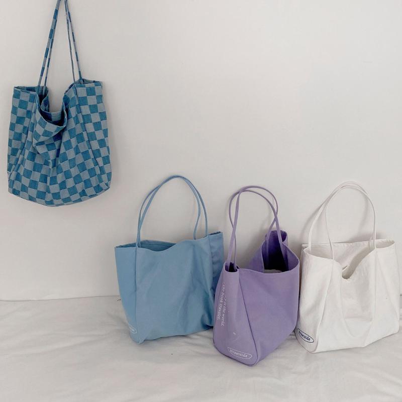 

Shoulder Bags 2021 Korean Version Large Capacity Lazy Bag Shopping Simple Literature Canvas Women's Schoolbag Handbags, Blue