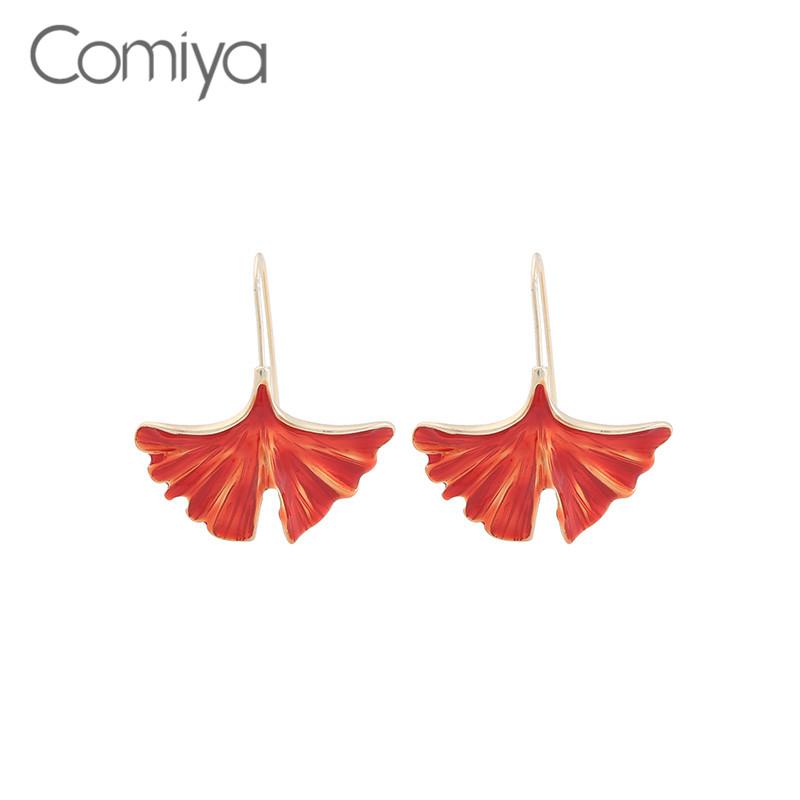 

Dangle & Chandelier Comiya Long Earrings Gold Color Fashion Jewelry Zinc Alloy Enamel Leaf Big Earring For Women Brincos Pendientes Feminino