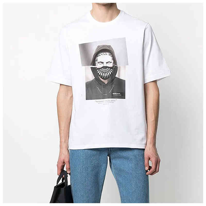 

Men's T-Shirts Estilo de moda europeu neil barrett lightning mask cabeça retrato impresso masculina manga curta camiseta o pescoço 100% algodão topo N5LS, 1# shoe box