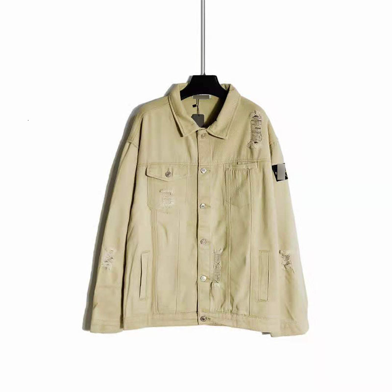 

Fashion Brand Two Color Badge Washed Denim Jacket In Autumn, Black;brown