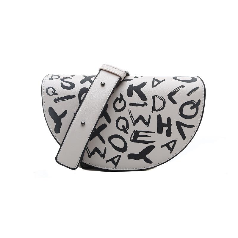 

Evening Bags 2021 Trendy Graffiti Crossbody Saddle For Women With Alphabetic Noctilucence Shoulder Bag PU Leather Designer Purse