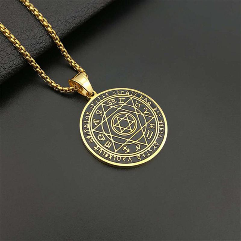 

Pendant Necklaces Supernatural Star Of David Zodiac Sign Constellation Necklace Gold Color Stainless Steel Round Jewelry Birthday Present