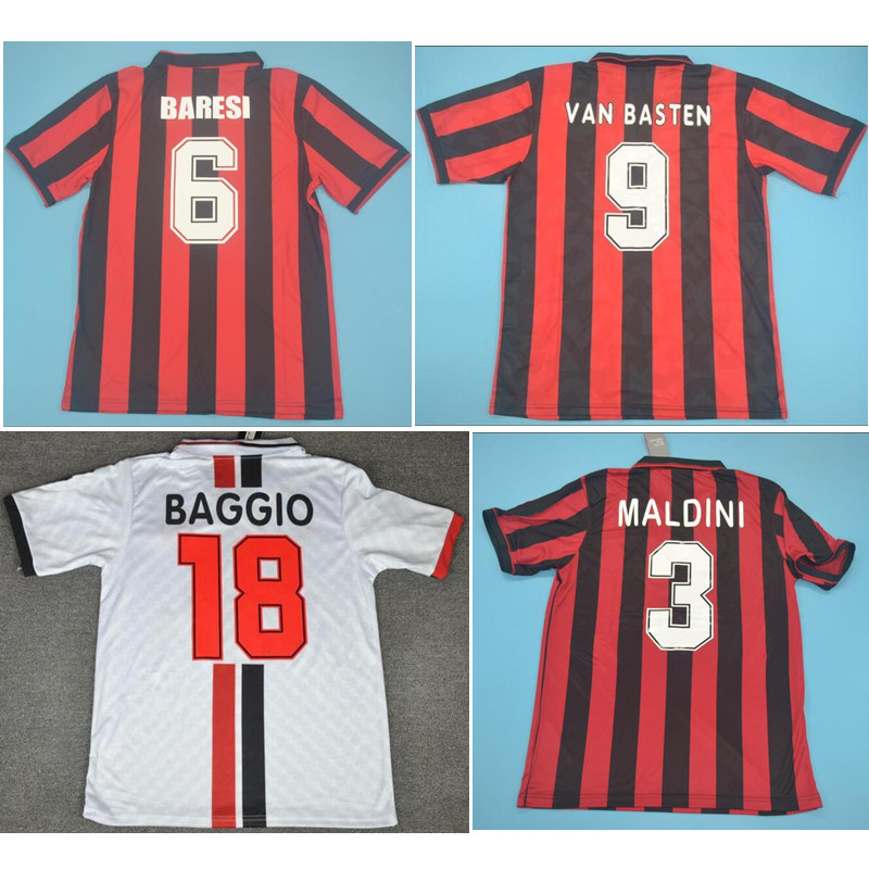 

Top 1988 1991 1992 BAGGIO Retro Jerseys 1993 1994 Maldini Van Basten Soccer jersey AC 1995 1996 MILAN Gullit WEAH football shirt BARESI maillot de foot, Acmilan9394away