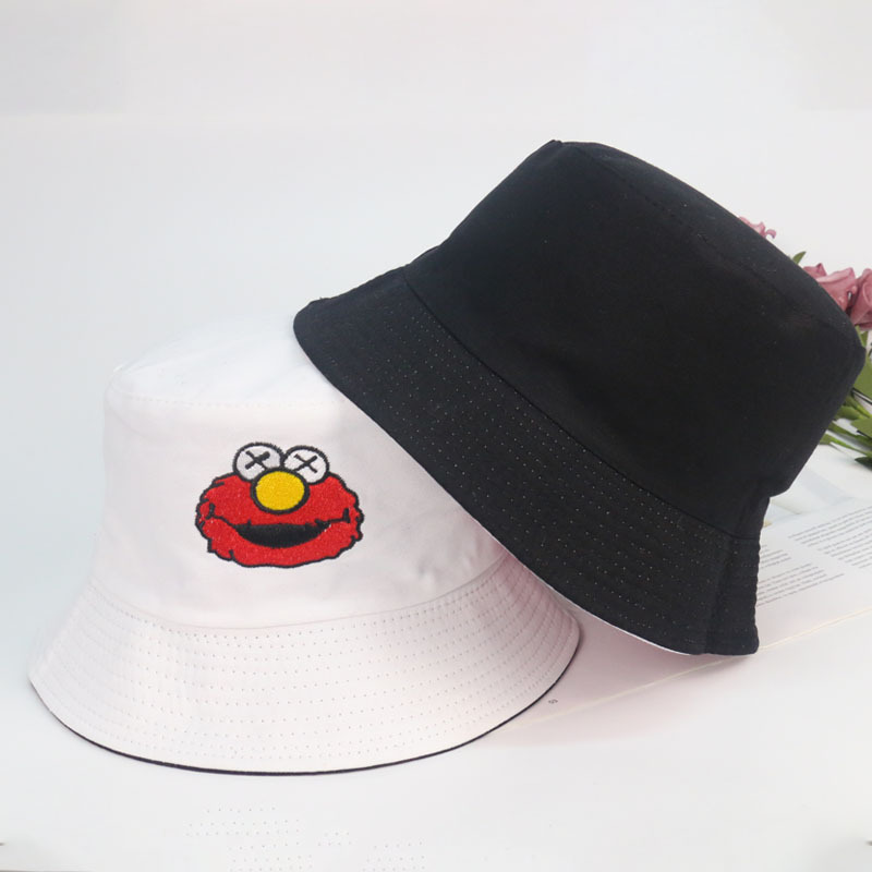 

Fashion Designers Ladies Summer Caps for Girls Sesame Street Pattern Reversible Fisherman Hat Casual All-Matching Basin Cap Male and Female Personality Sun Hats, Black