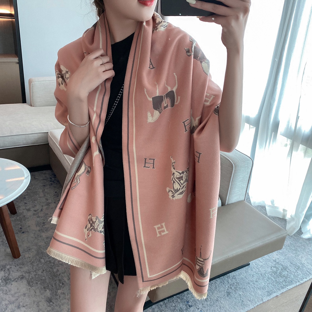 

Winter Cashmere Scarf for Women Warm Pashmina Blanket Horse Scarves Luxury H letter Lady Shawl Wraps Thick Foulard Bufanda Size 180*65CM