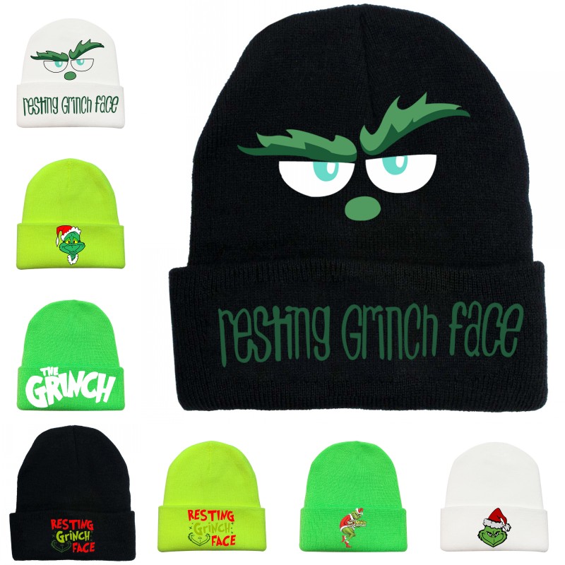

Grinch Casual Beanies for Men Women Fashion Knitted Winter Hats Solid Color Hip-hop Hat Bonnet Unisex Cap, Black