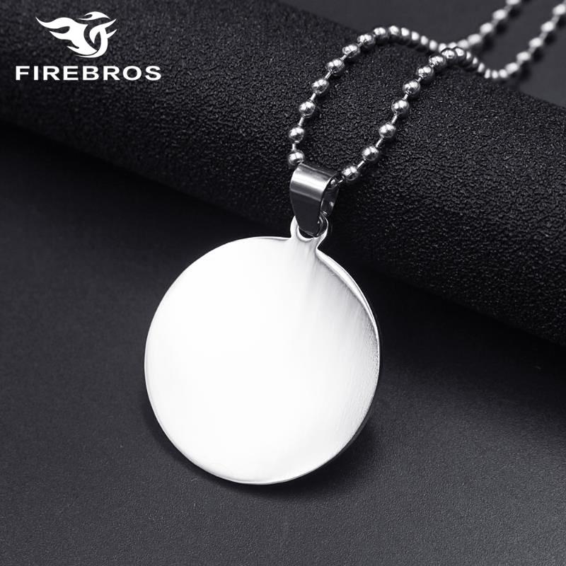 

Pendant Necklaces FIREBROS Free 20/24" Chain Silver Color Stainless Steel Round Dog Tag Necklace Men Women Jewelry Gift Drop