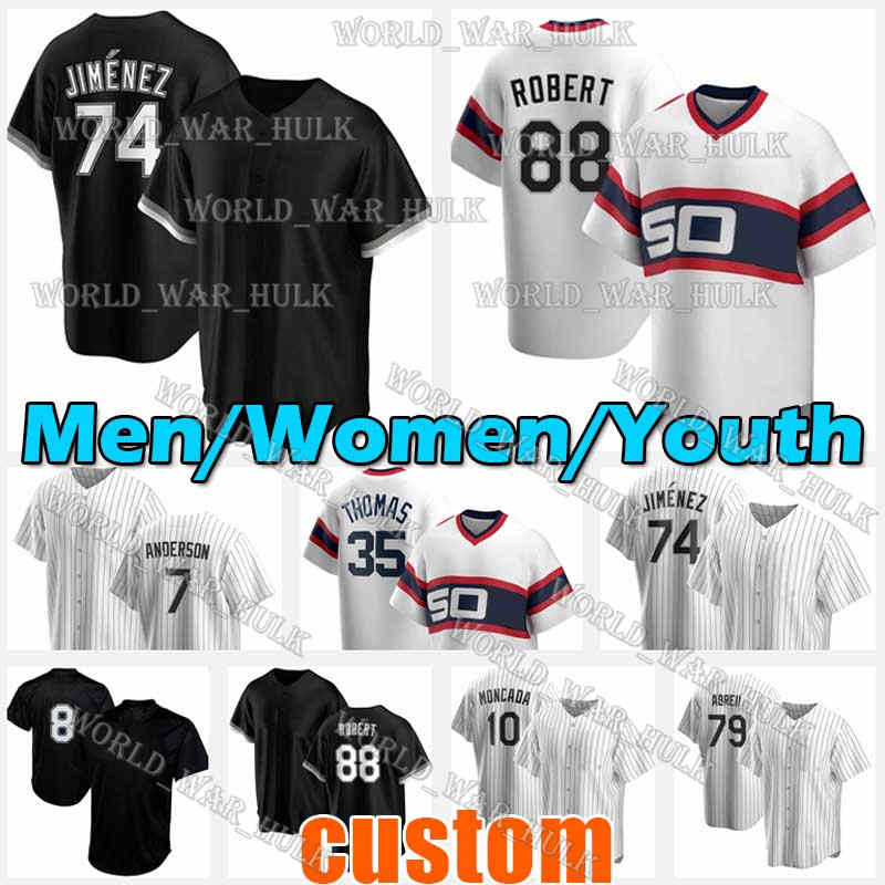 

88 Luis Robert Jersey 74 Eloy Jimenez White 27 Lucas Giolito 10 Yoan Moncada 7 Tim Anderson Sox 35 Frank Thomas Jose Abreu Bo Jackson Custom, Compensation freight(please contact us)