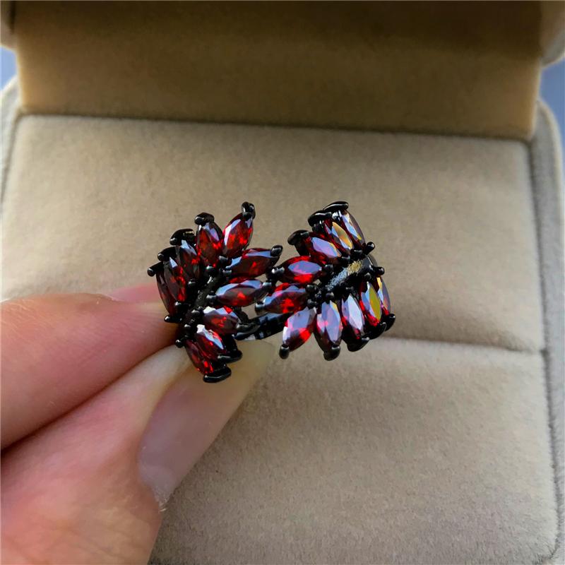 Wedding Rings Punk 14KT Black Gold Ring Luxury Bride Geometry Big Engagement Vintage Female Rainbow Crystal Stone For Women-image-704847296