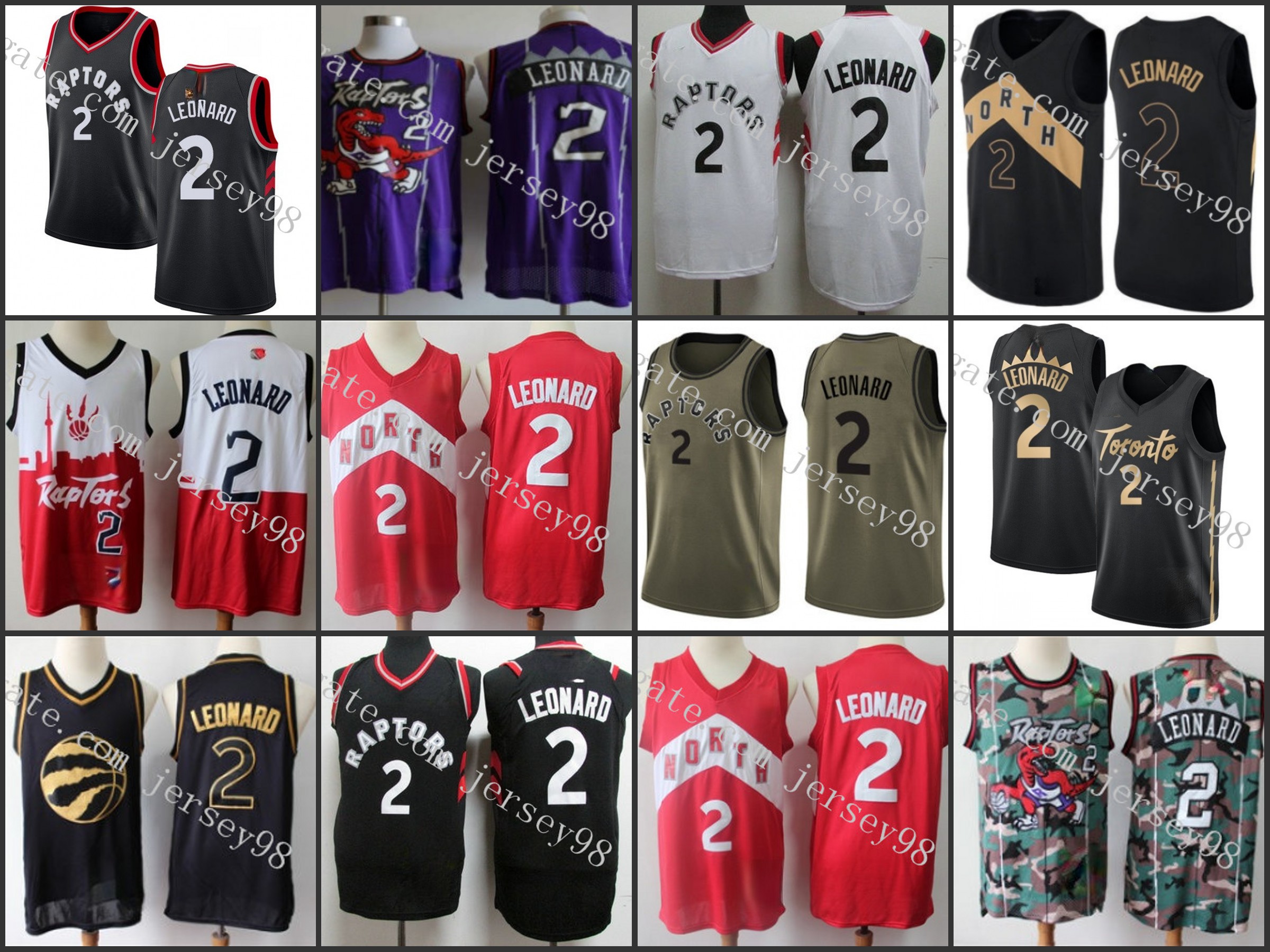

Toronto Raptors men #2 Kawhi Leonard men retro Jersey, Black