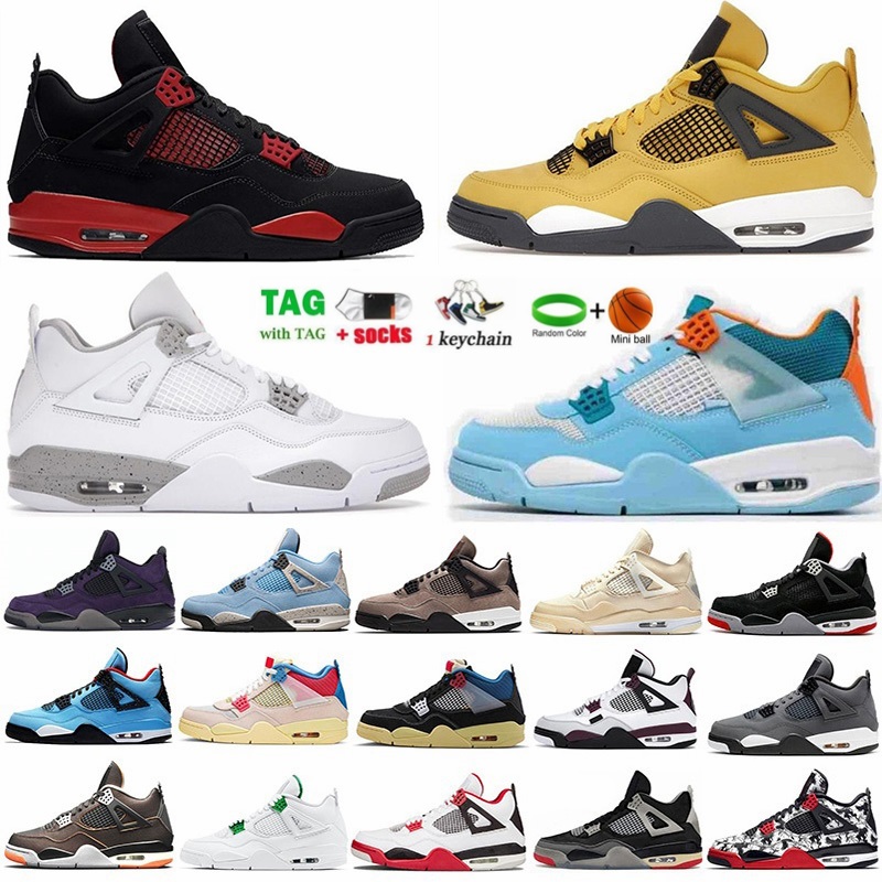 

Red Thunder 4 Basketball Shoes For Men Women Classic 4s Sneakers University Blue Black Cat Lightning Tech White Oreo Cool Grey Man Woman Trainers, 23