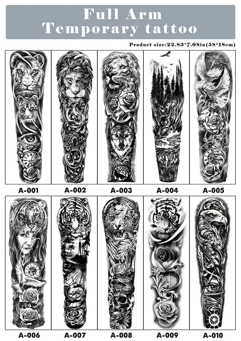 

Metershine Full Arm Waterproof Temporary Fake Tattoo Stickers of Unique Totem for Men and Women Girl Express Body Shoulder Art (58CM x 17CM)