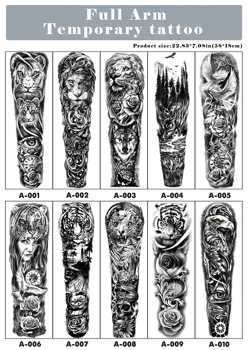 

Metershine Full Arm Waterproof Temporary Fake Tattoo Stickers of Unique Totem for Men and Women Girl Express Body Shoulder Art (58CM x 17CM)