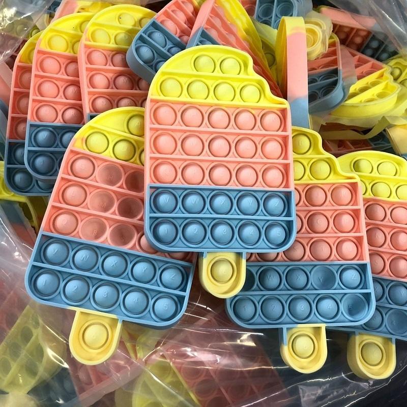 

Ice Cream Fidget toys Push Bubble It Silicone Reusable Toys Children Adult Stress Reliever Fidget Squeeze Board Gift Desktop Fun DHL Ship