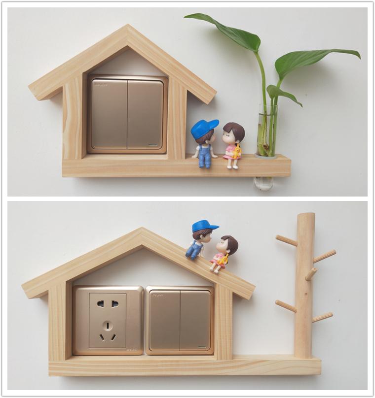 

Wall Stickers Creative Decoration Solid Wood Switch Household Socket Panel Shielding Cover Decorative Frame