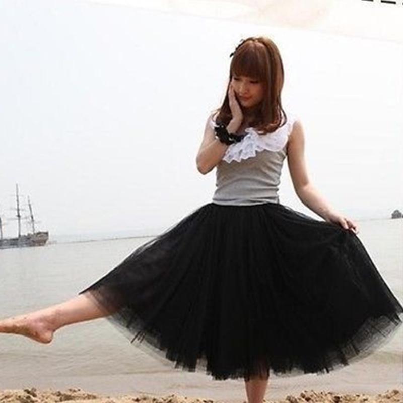 

Skirts Fashion Summer Casual Style Women Five Layers Mesh Yarn Skirt Long Princess Petticoat Free Size, Apricot