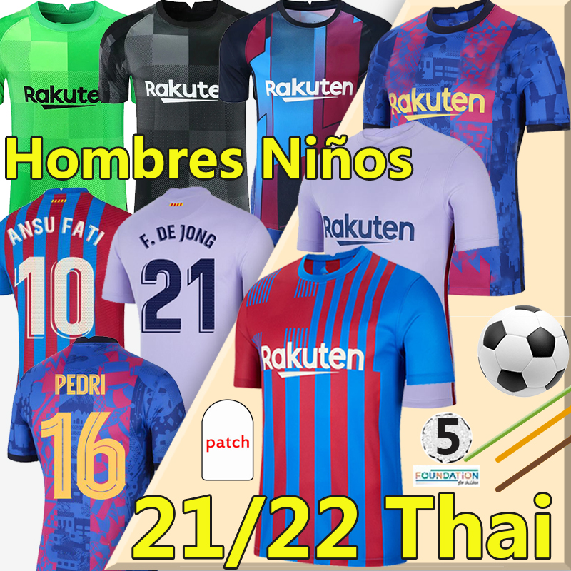 

21/22 MESSI KUN AGUERO Barcelona soccer jersey camiseta de futbol 2021 2022 BARCA FC ANSU FATI GRIEZMANN MEMPHIS DEST PEDRI Third football shirt men kit kids 3rd, 21-22 third