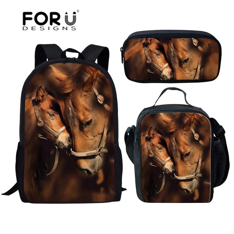 

School Bags For Boys 3D Horse Printing Animal Backpack Kids Children Schoolbag Mochila Escolar Students