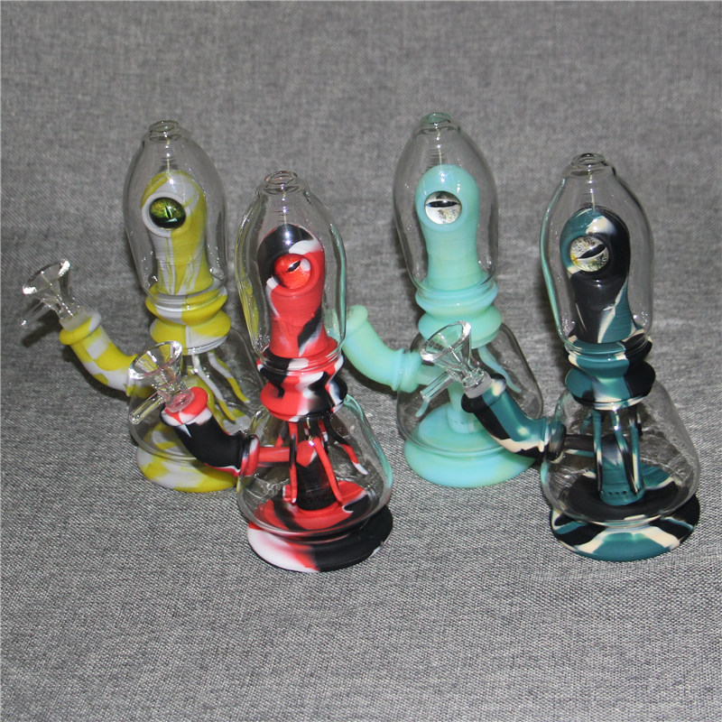 

Eye design shisha hookah silicone bongs Dab Rigs With 14mm Glass Bowl mini bong small water pipes smoking oil rig