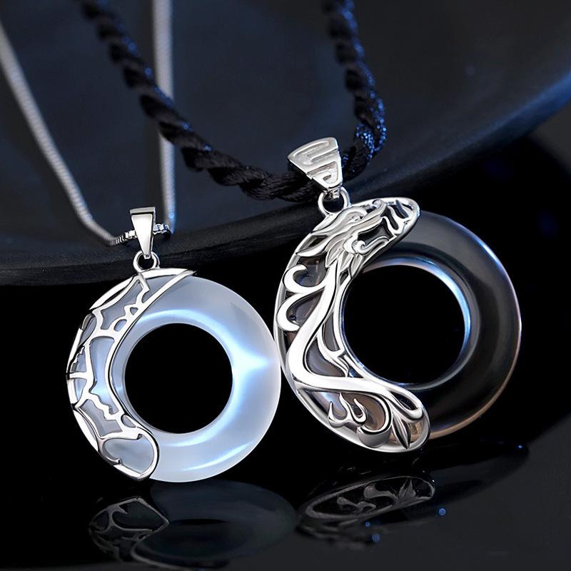 

Chains S925 Sterling Silver Guardian Couple Necklace Day And Night