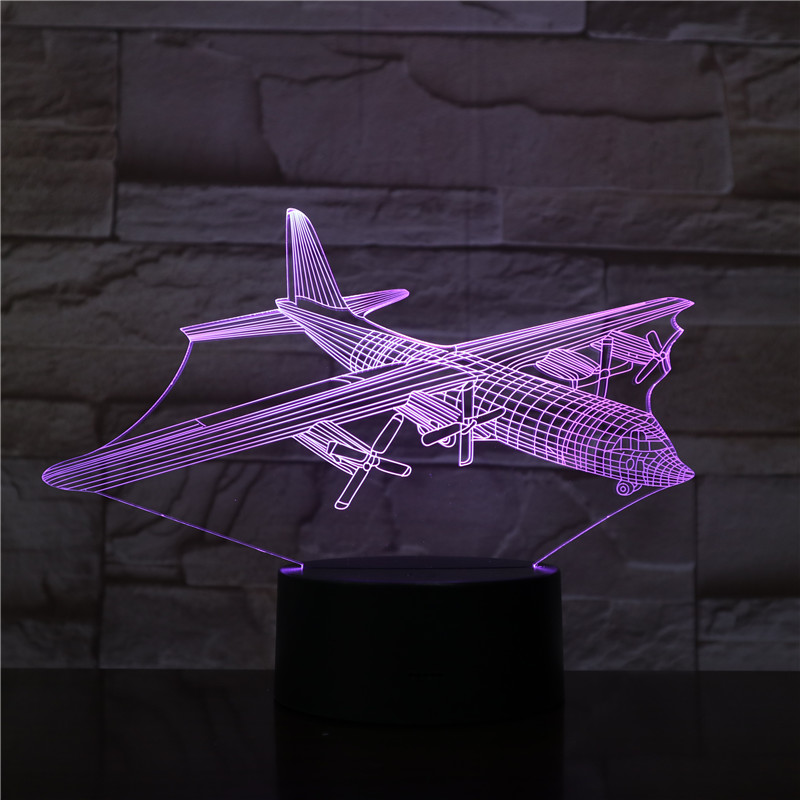 

USB 3D Table Lamp Airplane LED Night Light Touch Switch Nightlight Kids Room Birthday Party Decoration Cool Gift Bluetooth Base