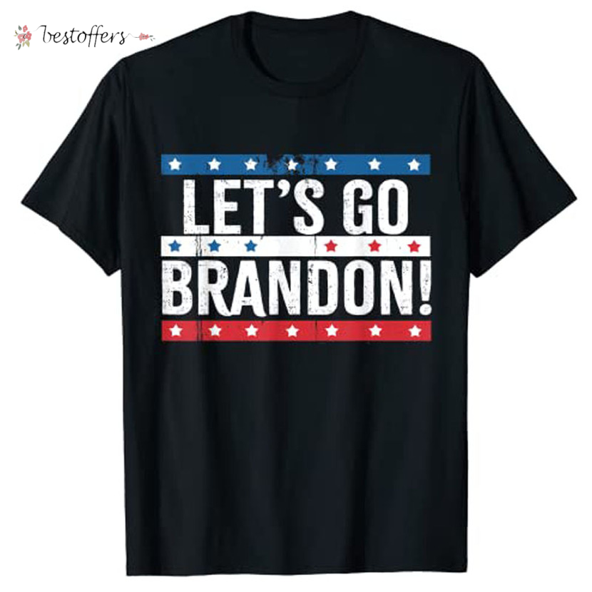 

Lets Go Brandon Us Flag Colors Vintage T-Shirt Men Clothing Graphic Tees BO29, Sky blue
