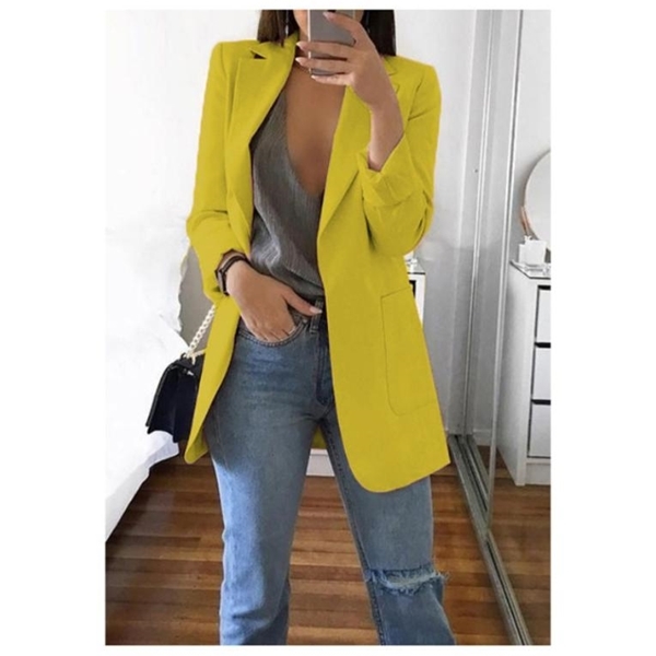 

Long Blazers Women Ladies Casual Office White Black Blue Red Yellow Pink Orange Plus Size Oversized Blazer, Opp bag (not product)