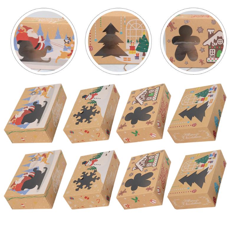 

Gift Wrap 8pcs Kraft Paper Boxes Christmas Candy Storage Biscuit