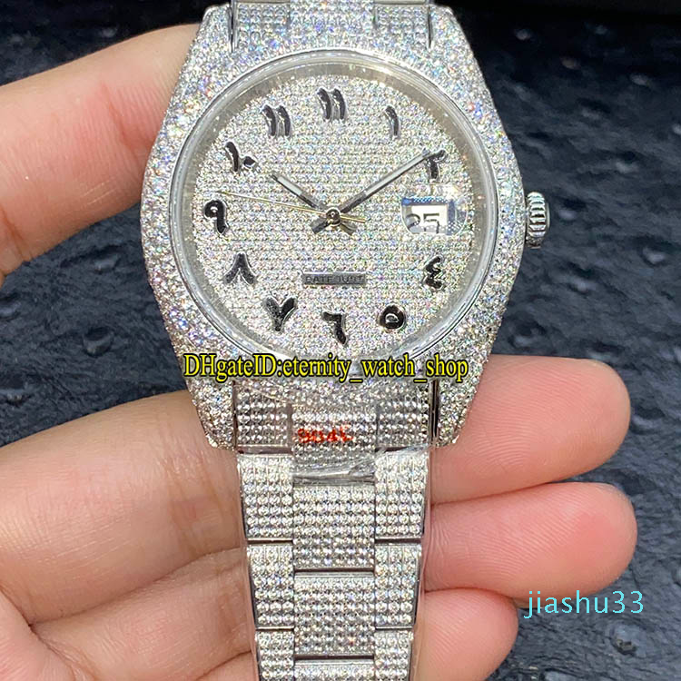 

eternity New V3 Upgrade version 126334 126234 116244 Arab Diamonds Dial ETA A2824 Automatic Mens Watch 904L Steel Diamond Iced Out Full Case, Slivery;brown