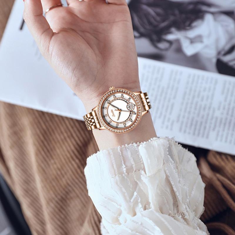 

Wristwatches SUNKTA Top Women Watches Fashion Creative Rose Gold Ladies Wrist Watch Casual Dress Gift Relogio Feminino, White