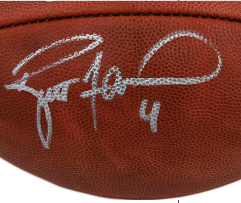 

brett favre Signed Autograph Autographed auto out in door sports collection America usa Rugger football rugby ball, Black