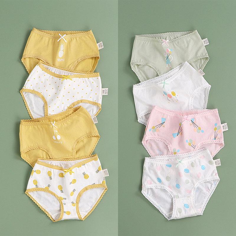 

Panties Girls Kids Cotton Underwear Children's Briefs Trellis Bright Dot Lace Cartoon Short For Teenage 4Pcs Lot, Camo