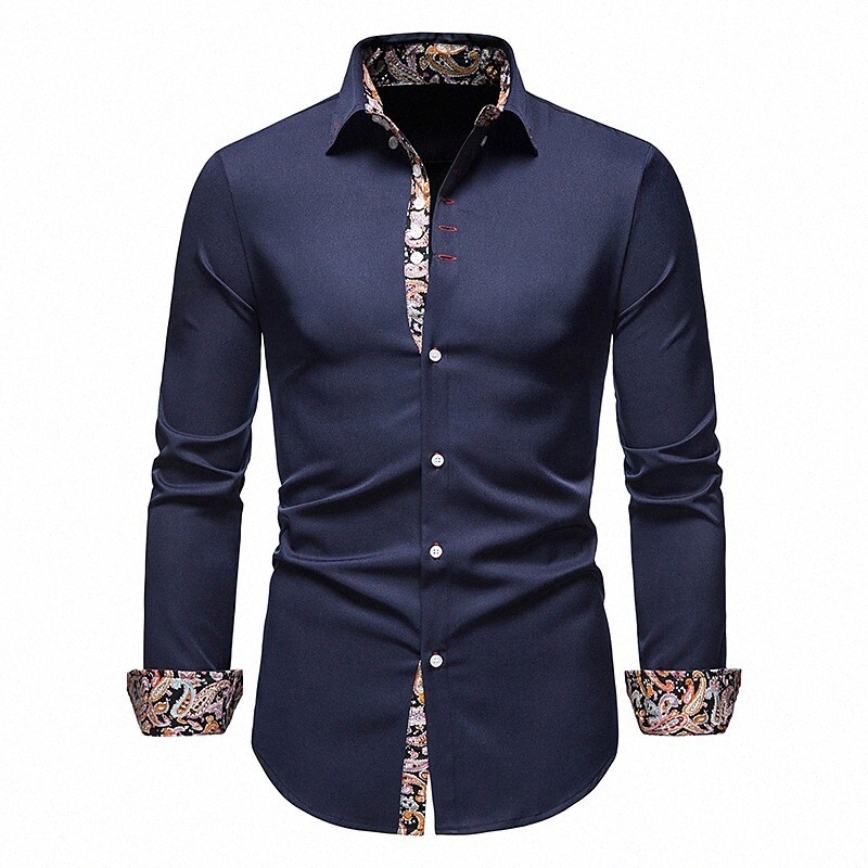 Men's Shirt Other Prints Graphic Solid Color Turndown Casual Daily Long Sleeve Tops Casual Soft Breathable White Black Wine / Beach I0l0#
