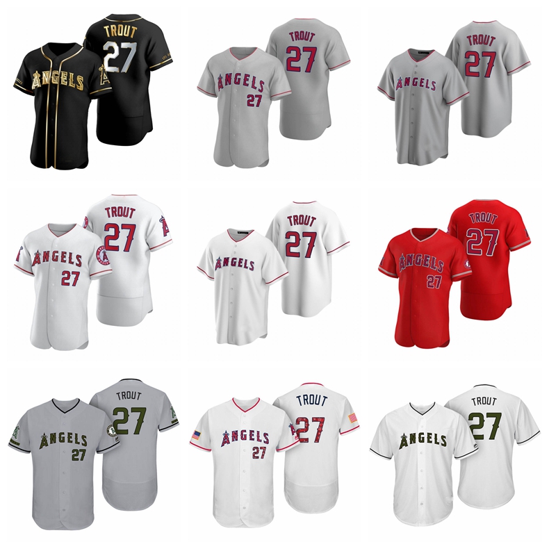 

Los Angeles Angels Mike Trout MEN White Golden Home Jersey, Black